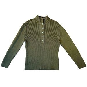 Woolrich Olive Green Zip Button Stretch Shirt Women's Size Medium